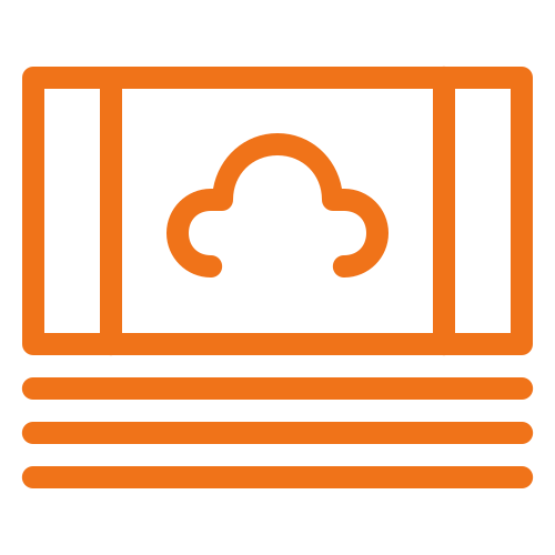 Orange bills icon on a transparent background