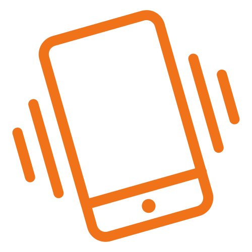 Orange phone notification icon on a transparent background